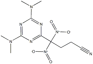 4-[4,6-bis(dimethylamino)-1,3,5-triazin-2-yl]-4,4-bisnitrobutanenitrile Struktur