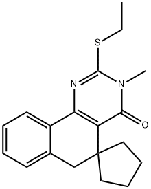 2-(ethylsulfanyl)-3-methyl-5,6-dihydrospiro(benzo[h]quinazoline-5,1'-cyclopentane)-4(3H)-one Struktur