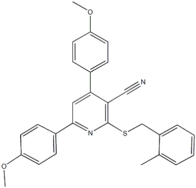 4,6-bis(4-methoxyphenyl)-2-[(2-methylbenzyl)sulfanyl]nicotinonitrile Struktur