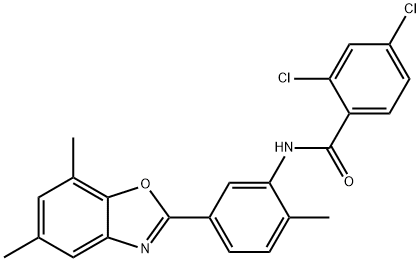 2,4-dichloro-N-[5-(5,7-dimethyl-1,3-benzoxazol-2-yl)-2-methylphenyl]benzamide Struktur