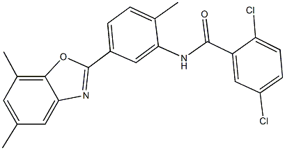 2,5-dichloro-N-[5-(5,7-dimethyl-1,3-benzoxazol-2-yl)-2-methylphenyl]benzamide Struktur