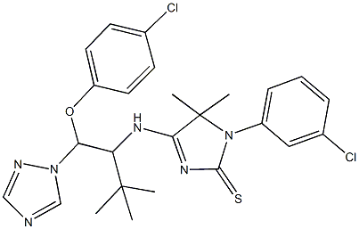 4-({1-[(4-chlorophenoxy)(1H-1,2,4-triazol-1-yl)methyl]-2,2-dimethylpropyl}amino)-1-(3-chlorophenyl)-5,5-dimethyl-1,5-dihydro-2H-imidazole-2-thione Struktur