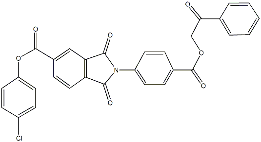 4-chlorophenyl 1,3-dioxo-2-{4-[(2-oxo-2-phenylethoxy)carbonyl]phenyl}-5-isoindolinecarboxylate Struktur