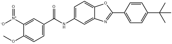 N-[2-(4-tert-butylphenyl)-1,3-benzoxazol-5-yl]-3-nitro-4-methoxybenzamide Struktur