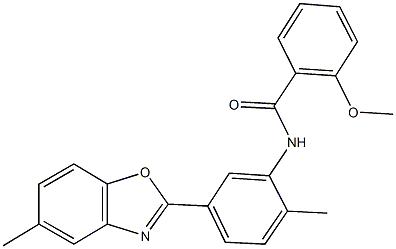 2-methoxy-N-[2-methyl-5-(5-methyl-1,3-benzoxazol-2-yl)phenyl]benzamide Struktur