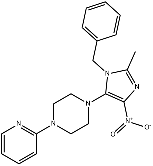 1-{1-benzyl-4-nitro-2-methyl-1H-imidazol-5-yl}-4-(2-pyridinyl)piperazine Struktur