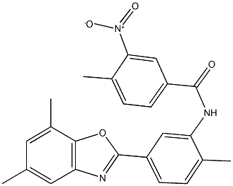 N-[5-(5,7-dimethyl-1,3-benzoxazol-2-yl)-2-methylphenyl]-3-nitro-4-methylbenzamide Struktur