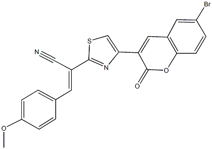 2-[4-(6-bromo-2-oxo-2H-chromen-3-yl)-1,3-thiazol-2-yl]-3-(4-methoxyphenyl)acrylonitrile Struktur