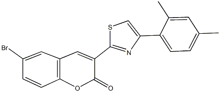 6-bromo-3-[4-(2,4-dimethylphenyl)-1,3-thiazol-2-yl]-2H-chromen-2-one Struktur