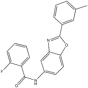 2-fluoro-N-[2-(3-methylphenyl)-1,3-benzoxazol-5-yl]benzamide Struktur