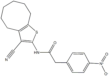 N-(3-cyano-4,5,6,7,8,9-hexahydrocycloocta[b]thien-2-yl)-2-{4-nitrophenyl}acetamide Struktur