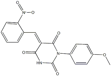 5-{2-nitrobenzylidene}-1-(4-methoxyphenyl)-2,4,6(1H,3H,5H)-pyrimidinetrione Struktur