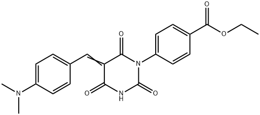 ethyl 4-(5-[4-(dimethylamino)benzylidene]-2,4,6-trioxotetrahydro-1(2H)-pyrimidinyl)benzoate Struktur