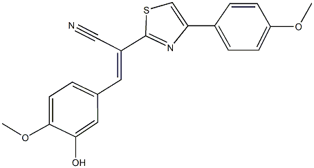 3-(3-hydroxy-4-methoxyphenyl)-2-[4-(4-methoxyphenyl)-1,3-thiazol-2-yl]acrylonitrile Struktur