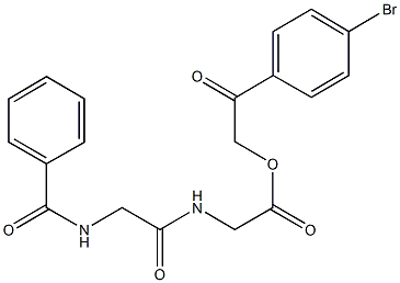 2-(4-bromophenyl)-2-oxoethyl {[(benzoylamino)acetyl]amino}acetate Struktur