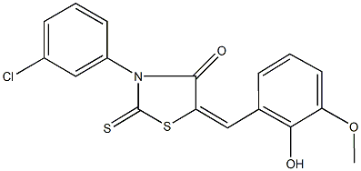 3-(3-chlorophenyl)-5-(2-hydroxy-3-methoxybenzylidene)-2-thioxo-1,3-thiazolidin-4-one Struktur