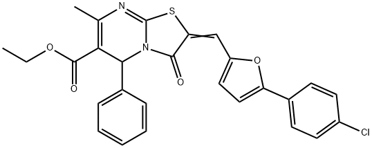 ethyl 2-{[5-(4-chlorophenyl)-2-furyl]methylene}-7-methyl-3-oxo-5-phenyl-2,3-dihydro-5H-[1,3]thiazolo[3,2-a]pyrimidine-6-carboxylate Struktur