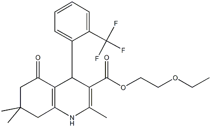 2-ethoxyethyl 2,7,7-trimethyl-5-oxo-4-[2-(trifluoromethyl)phenyl]-1,4,5,6,7,8-hexahydro-3-quinolinecarboxylate Struktur