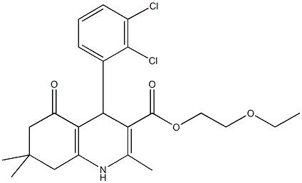 2-(ethyloxy)ethyl 4-(2,3-dichlorophenyl)-2,7,7-trimethyl-5-oxo-1,4,5,6,7,8-hexahydroquinoline-3-carboxylate Struktur