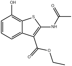 ethyl 2-(acetylamino)-7-hydroxy-1-benzothiophene-3-carboxylate Struktur