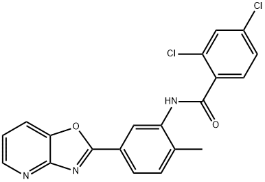 2,4-dichloro-N-(2-methyl-5-[1,3]oxazolo[4,5-b]pyridin-2-ylphenyl)benzamide Struktur