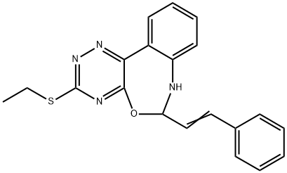 ethyl 6-(2-phenylvinyl)-6,7-dihydro[1,2,4]triazino[5,6-d][3,1]benzoxazepin-3-yl sulfide Struktur