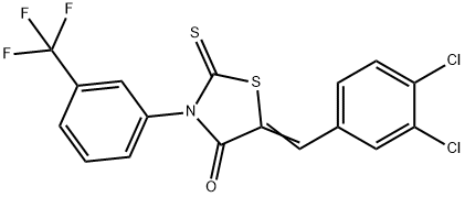 5-(3,4-dichlorobenzylidene)-2-thioxo-3-[3-(trifluoromethyl)phenyl]-1,3-thiazolidin-4-one Struktur