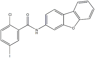 2-chloro-N-dibenzo[b,d]furan-3-yl-5-iodobenzamide Struktur