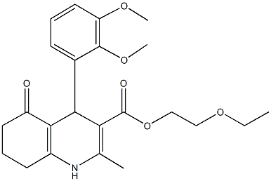 2-(ethyloxy)ethyl 4-[2,3-bis(methyloxy)phenyl]-2-methyl-5-oxo-1,4,5,6,7,8-hexahydroquinoline-3-carboxylate Struktur