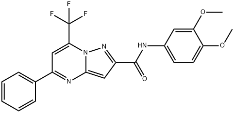 N-(3,4-dimethoxyphenyl)-5-phenyl-7-(trifluoromethyl)pyrazolo[1,5-a]pyrimidine-2-carboxamide Struktur