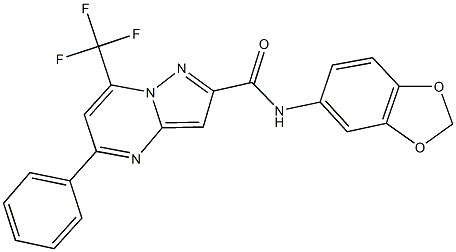 N-(1,3-benzodioxol-5-yl)-5-phenyl-7-(trifluoromethyl)pyrazolo[1,5-a]pyrimidine-2-carboxamide Struktur