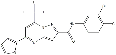 N-(3,4-dichlorophenyl)-5-(2-thienyl)-7-(trifluoromethyl)pyrazolo[1,5-a]pyrimidine-2-carboxamide Struktur