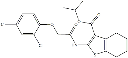 isopropyl 2-{[(2,4-dichlorophenoxy)acetyl]amino}-4,5,6,7-tetrahydro-1-benzothiophene-3-carboxylate Struktur