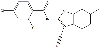 2,4-dichloro-N-(3-cyano-6-methyl-4,5,6,7-tetrahydro-1-benzothien-2-yl)benzamide Struktur