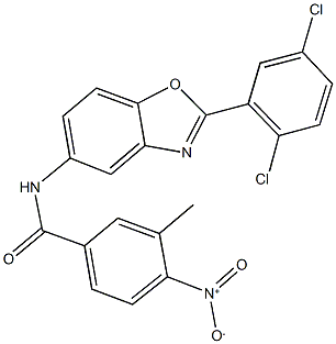 N-[2-(2,5-dichlorophenyl)-1,3-benzoxazol-5-yl]-4-nitro-3-methylbenzamide Struktur