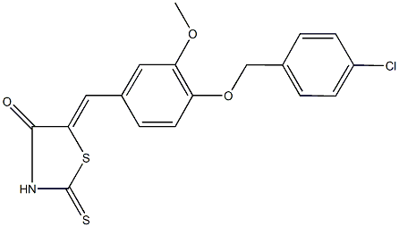 5-{4-[(4-chlorobenzyl)oxy]-3-methoxybenzylidene}-2-thioxo-1,3-thiazolidin-4-one Struktur