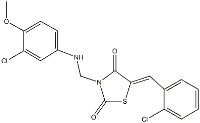 5-(2-chlorobenzylidene)-3-[(3-chloro-4-methoxyanilino)methyl]-1,3-thiazolidine-2,4-dione Struktur