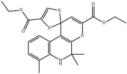 diethyl 5',5',7'-trimethyl-5',6'-dihydrospiro[1,3-dithiole-2,1'-(1'H)-thiopyrano[2,3-c]quinoline]-3',4-dicarboxylate Struktur