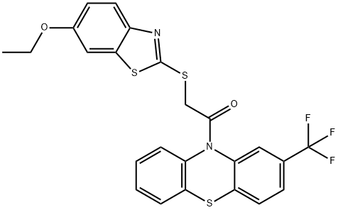 10-{[(6-ethoxy-1,3-benzothiazol-2-yl)sulfanyl]acetyl}-2-(trifluoromethyl)-10H-phenothiazine Struktur