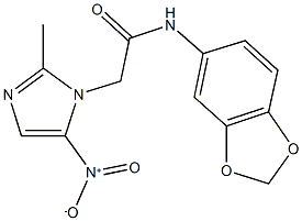 N-(1,3-benzodioxol-5-yl)-2-{5-nitro-2-methyl-1H-imidazol-1-yl}acetamide Struktur