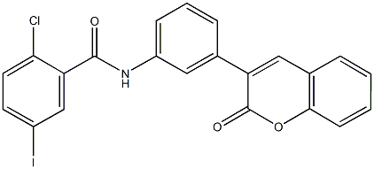 2-chloro-5-iodo-N-[3-(2-oxo-2H-chromen-3-yl)phenyl]benzamide Struktur