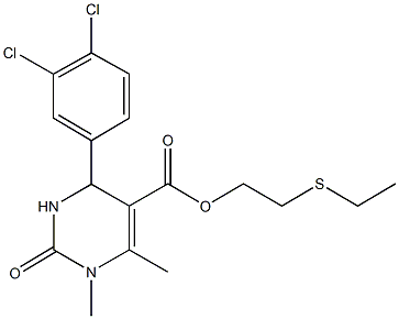 2-(ethylsulfanyl)ethyl 4-(3,4-dichlorophenyl)-1,6-dimethyl-2-oxo-1,2,3,4-tetrahydro-5-pyrimidinecarboxylate Struktur