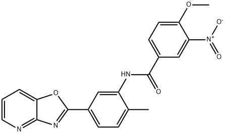 3-nitro-4-methoxy-N-(2-methyl-5-[1,3]oxazolo[4,5-b]pyridin-2-ylphenyl)benzamide Struktur