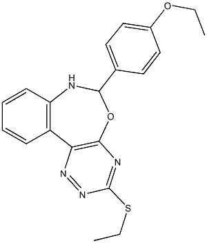 6-(4-ethoxyphenyl)-3-(ethylsulfanyl)-6,7-dihydro[1,2,4]triazino[5,6-d][3,1]benzoxazepine Struktur