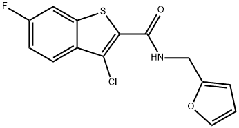 3-chloro-6-fluoro-N-(2-furylmethyl)-1-benzothiophene-2-carboxamide Struktur