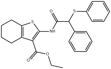 ethyl 2-{[phenyl(phenylsulfanyl)acetyl]amino}-4,5,6,7-tetrahydro-1-benzothiophene-3-carboxylate Struktur