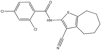 2,4-dichloro-N-(3-cyano-5,6,7,8-tetrahydro-4H-cyclohepta[b]thien-2-yl)benzamide Struktur