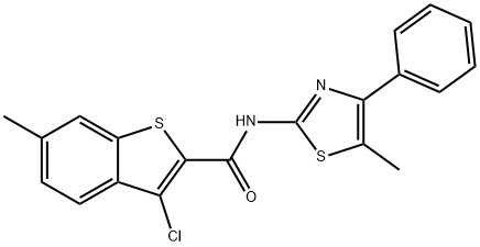 3-chloro-6-methyl-N-(5-methyl-4-phenyl-1,3-thiazol-2-yl)-1-benzothiophene-2-carboxamide Struktur