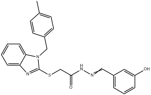 N'-(3-hydroxybenzylidene)-2-{[1-(4-methylbenzyl)-1H-benzimidazol-2-yl]sulfanyl}acetohydrazide Struktur