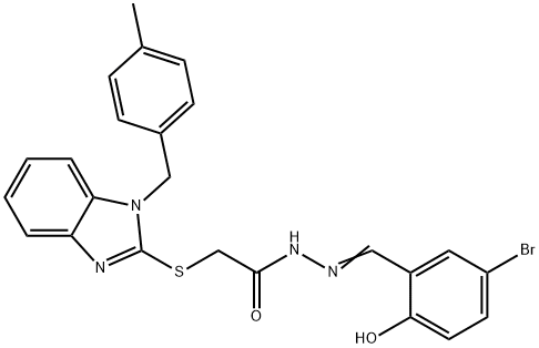 N'-(5-bromo-2-hydroxybenzylidene)-2-{[1-(4-methylbenzyl)-1H-benzimidazol-2-yl]sulfanyl}acetohydrazide Struktur